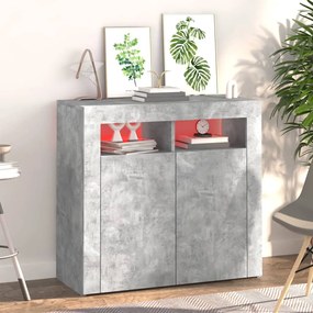 Aparador com luzes LED 80x35x75 cm cinzento cimento