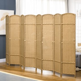 Biombo de Divisão Dobrável, 320 x 1,6 x 170 cm, 8 Painéis, Natural