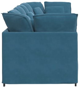 Sofá modular com almofadas veludo azul