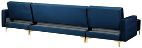 Sofá-cama em forma de U de 5 lugares com repousa-pés em veludo azul marinho ABERDEEN Beliani