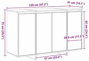 Buffet Cinzento sonoma de Madeira de Engenharia 120 x 41 x 75 cm