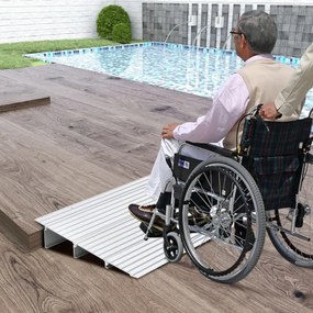 Rampa escadas cadeiras de rodas com moldura em alumínio e superfície antiderrapante Carga 317 kg para cadeiras roda 86,5 x 41,5 x 8,5 cm Prata