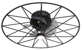 Ventilador de teto preto 62cm incl. LED regulável com controle remoto - Yaran