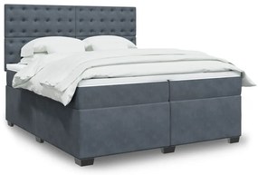 vidaXL Cama com molas/colchão 200x200 cm veludo cinzento-escuro