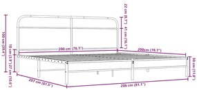 Estrutura cama sem colchão 200x200cm metal carvalho castanho