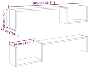Estantes de parede 2 pcs derivados de madeira cinza cimento