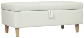 Banco de Arrumação Baú Estofado em Veludo com Pés de Madeira Capacidade 71L para Quarto Entrada ou Sala 100x50x43 cm Creme