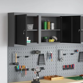 Armário de Ferramentas Parede vidaXL Preto 50x20x55 cm Aço