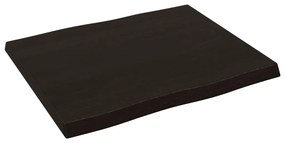 Tampo de mesa com bordas vivas maciço tratado castanho-escuro