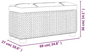 Bancos de arrumação 2pcs com almofadão cinzento 69 cm taboa