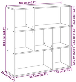 Estante divisória 102x29x103,5 cm deriv. madeira cinza sonoma