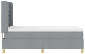 Cama Box com Colchão &amp; Luz LED Cinza Claro 100x200 cm Tecido