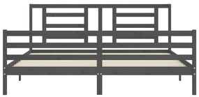 Estrutura de cama com cabeceira 200x200 cm madeira maciça cinza