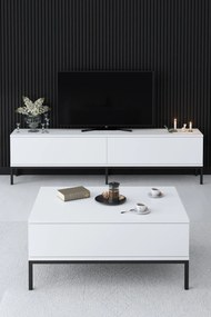 Mesa de Centro Lord – Preto e Branco – 90x40x60 cm