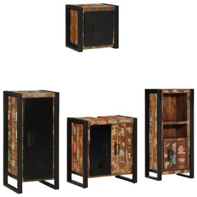 vidaXL Conjunto de Móveis para Banheiro com prateleira com armazenamento com porta 4 pcs
