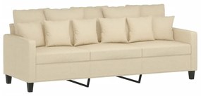 4 pcs conjunto de sofás com almofadas tecido cor creme