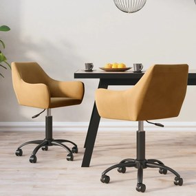 vidaXL Cadeiras de jantar giratórias 2 pcs veludo castanho