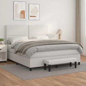 Cama com molas/colchão 180x200 cm couro artificial branco