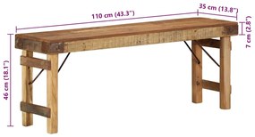 Banco 110x35x46 cm Madeira Recuperada