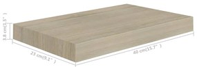 Prateleira de parede suspensa 40x23x3,8 cm MDF cor carvalho