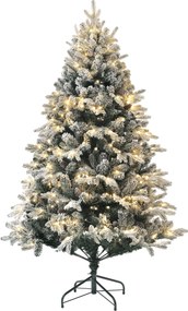 Árvore de Natal artificial de 180 cm com luzes LED, 793 ramos cobertos de neve com grande realismo, suporte dobrável em aço, verde