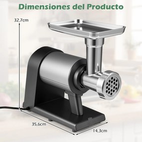 Picador de carne elétrico Triturador de 2000 W com embutidora 3 tubos para enchidos 3 placas de trituração Kit Kibbe Lâmina preta