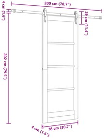 Porta de Correr vidaXL com Kit de Ferragem Branca 78x202 cm Madeira Só