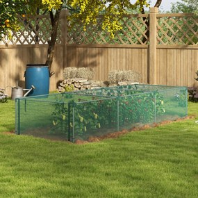 Estufa de jardim para tomates com rede de proteção e porta com fecho de correr enrolável em HDPE, 125 x 373 x 62,5 cm