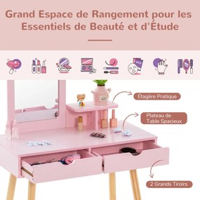 Conjunto de mesa e cadeira de madeira para crianças de 3 peças