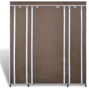 Armário tecido c/ compartimentos e varões 45x150x176cm castanho