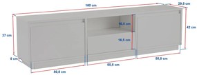 Móvel de TV Vanguard – Cinzento – 160x42x29,5 cm