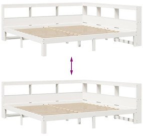 Cama com estante sem colchão 180x200 cm pinho maciço branco