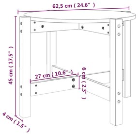 Mesa de centro Ø 62,5x45 cm madeira de pinho maciça branco