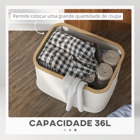 Cesto para Roupa Dobrável Cesto para Roupa Suja 36 L para Casa de Banho Dormitório Lavandaria 44,3x33,3x26,5 cm Creme