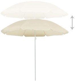 Guarda-sol de jardim com poste de aço 180 cm cor areia
