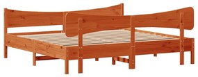 Cama sem colchão 200x200 cm pinho maciço castanho-mel