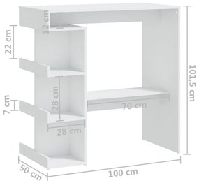 Mesa de bar c/ prateleiras derivados de madeira branco