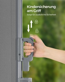 Toldo lateral 180 x 350 cm extensível cinzento