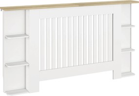 HOMCOM Cobertura para Radiadores com Prateleiras Desenho Moderno de Ripas para Sala de Estar Quarto 152x19x83 cm Branco | Aosom Portugal