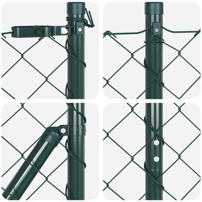 Cerca de Cadeia com 13 Postes 1.4x25 m Aço Galvanizado Verde