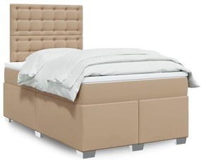 Cama boxspring c/ colchão 120x190cm couro artificial cappuccino