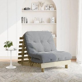 Sofá-cama futon c/ colchão 90x206x11cm madeira pinho impregnada