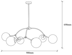 Chandelier Kromozom – Branco e Preto – 90 x 90 cm