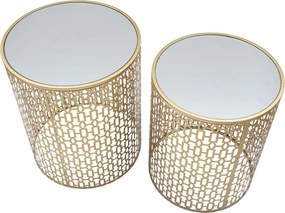 CONJUNTO DE 2 MESAS DE APOIO OBLIN Ø 41X50-37,5X47 CM DOURADO