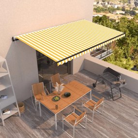 Toldo retrátil automático 500x350 cm amarelo e branco