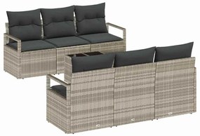 Conjunto de Sofás de Jardim de 7 Peças com Almofadas em Rattan Poly Ci