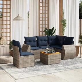 vidaXL 6 pcs conjunto sofás p/ jardim c/ almofadões vime PE cinzento