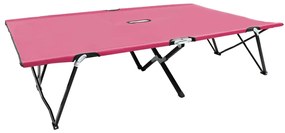 Espreguiçadeira/cama dobrável para 2 pessoas aço cor-de-rosa
