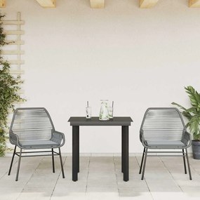 Conjunto jantar jardim 3 peças almofadas vidro vime cinzento PE