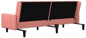 Sofá-cama de 2 lugares veludo rosa